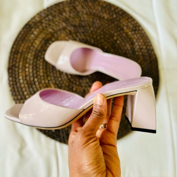 BYFAR Romy Lavendar Patent Leather Mule 36 Spring Wedding Block Heel - Picture 2 of 9